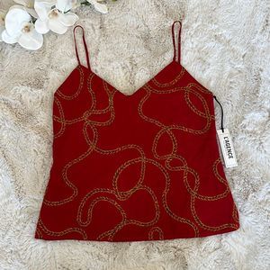 L’AGENCE Jane Spaghetti Strap Top in Barbados Red Vincent Holiday Size S